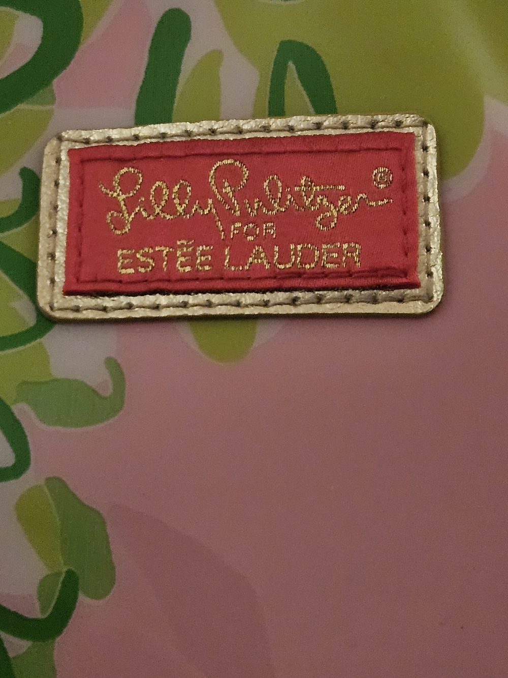 Lilly Pulitzer Pink Floral Vinyl Cosmetic Case with Gold Trim - Picture 3 of 7